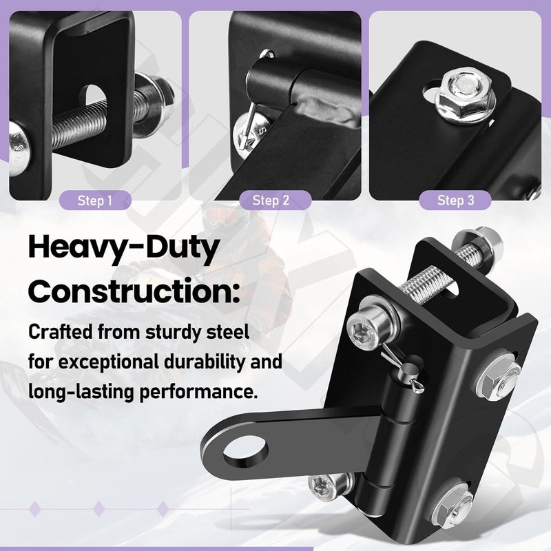 ZHIXING Universal Snowmobile Bumper Hitch Kit - Adjustable Heavy-Duty Steel Sled Trailer Towing Hook Kit Compatible with Polaris, Ski-Doo, Yamaha, Arctic Cat Tongue Type Snowmobile and More - Image 5